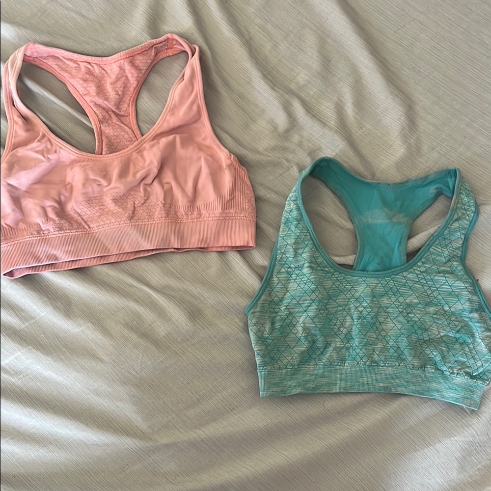 Pink and Teal Sports Bras